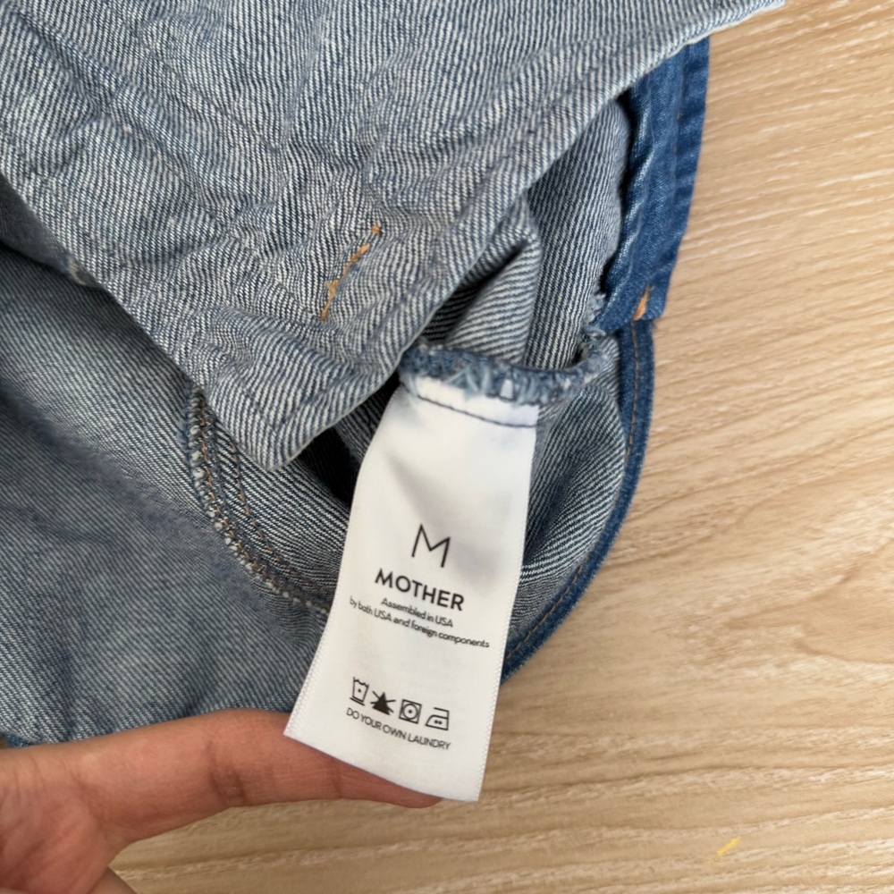Mother‎ Medium NEW The Vested Interest Scoot This Way High Neck Denim Office - Picture 6 of 8